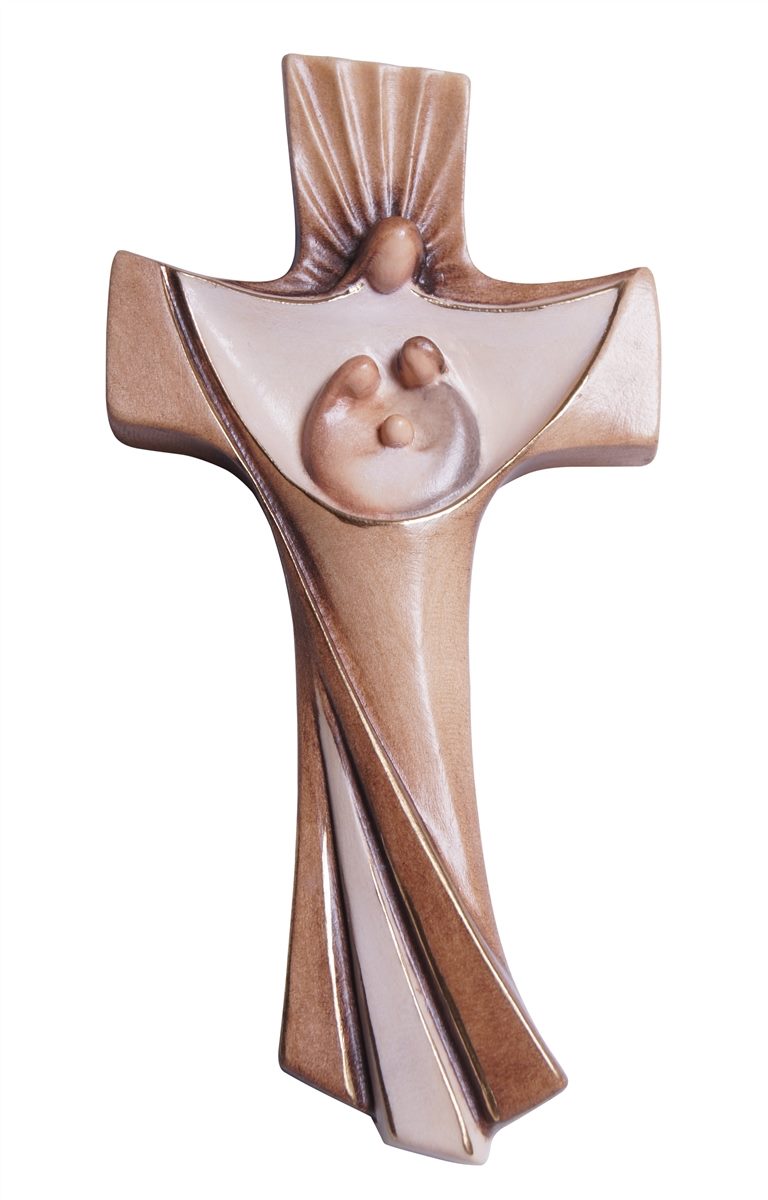 Croce moderna in legno della Sacra Famiglia