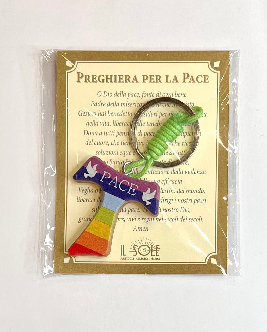 PORTACHIAVI TAU DELLA PACE e PREGHIERA in ITALIANO e in INGLESE