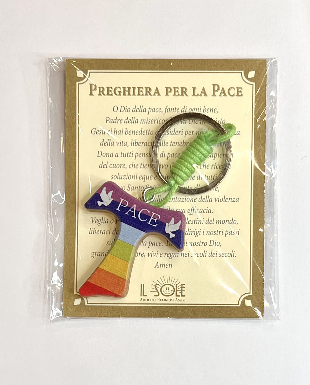 PORTACHIAVI TAU DELLA PACE e PREGHIERA in ITALIANO e in INGLESE