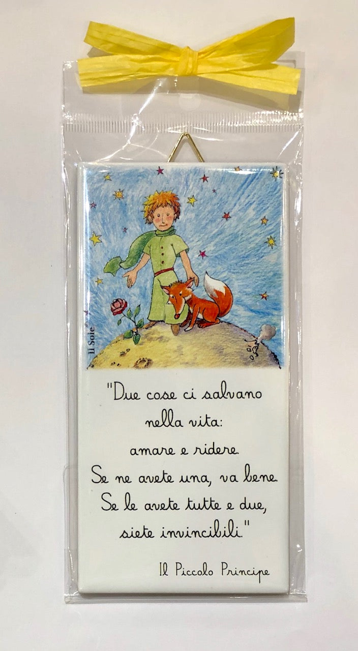 Piastrella Piccolo Principe da parete in ceramica rettangolare mod. ASSORTITI