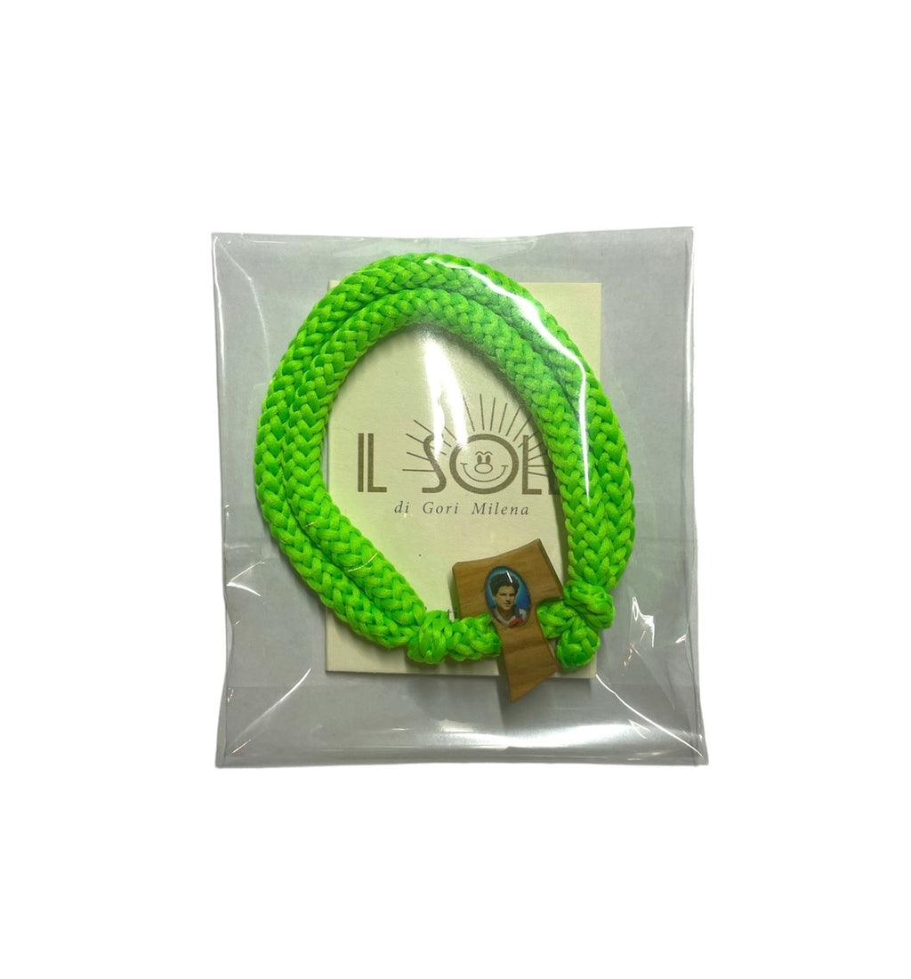 BRACCIALE REGOLABILE "fluo" CON TAU E IMMAGINE ACUTIS