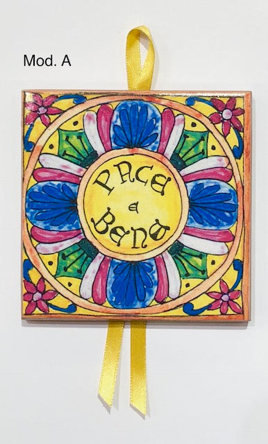 Piastrella in ceramica da parete PACE e BENE decorate 10 X 10