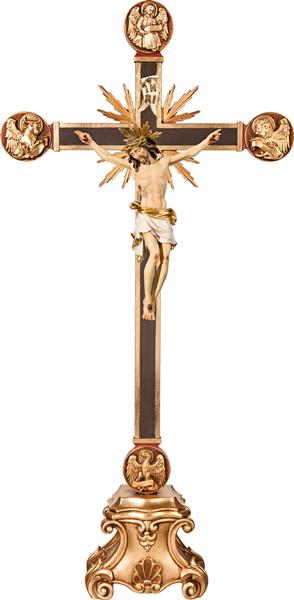 CROCEFISSO SU PIEDISTALLO CON 4 EVANGELISTI
