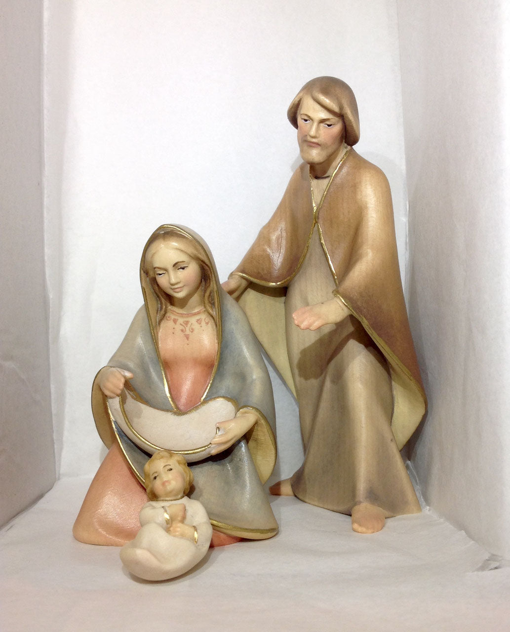 SACRA FAMIGLIA MODERNA IN LEGNO CON PROFILO DORATO (3PZ)