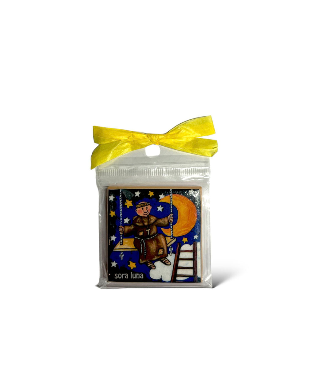 Calamitate Cantico delle Creature in ceramica 4,7x4,7 cm