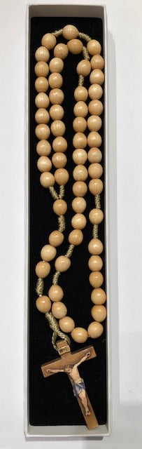 ROSARI CON CROCE IN LEGNO SCOLPITO COLORATA