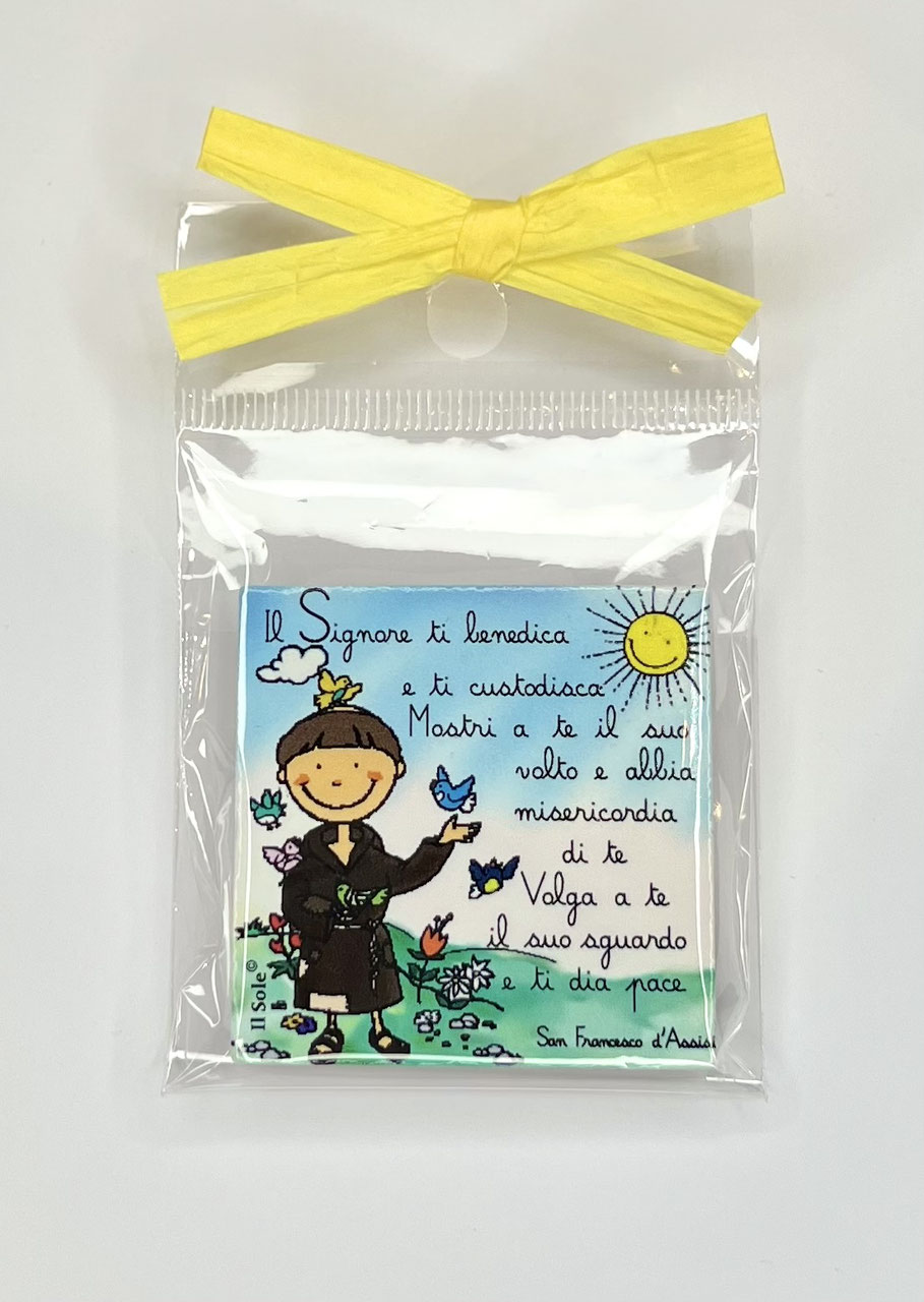Calamita in ceramica San Francesco " IL SIGNORE TI BENEDICA..."