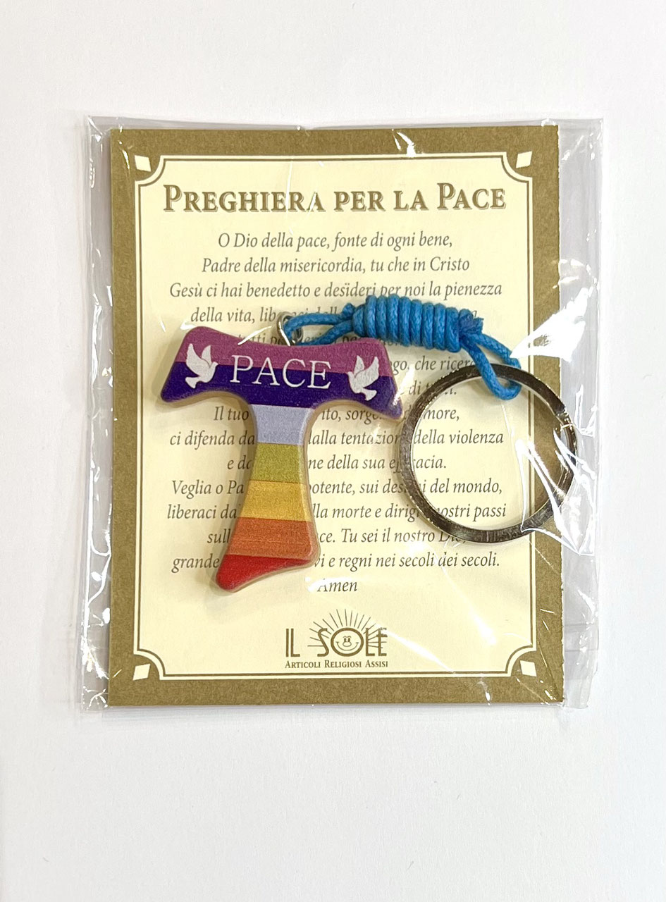 PORTACHIAVI TAU DELLA PACE e PREGHIERA in ITALIANO e in INGLESE