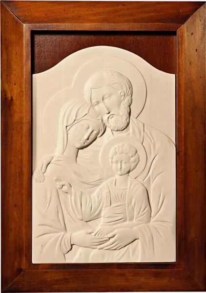 ICONA SACRA FAMIGLIA BIZANTINA CON CORNICE