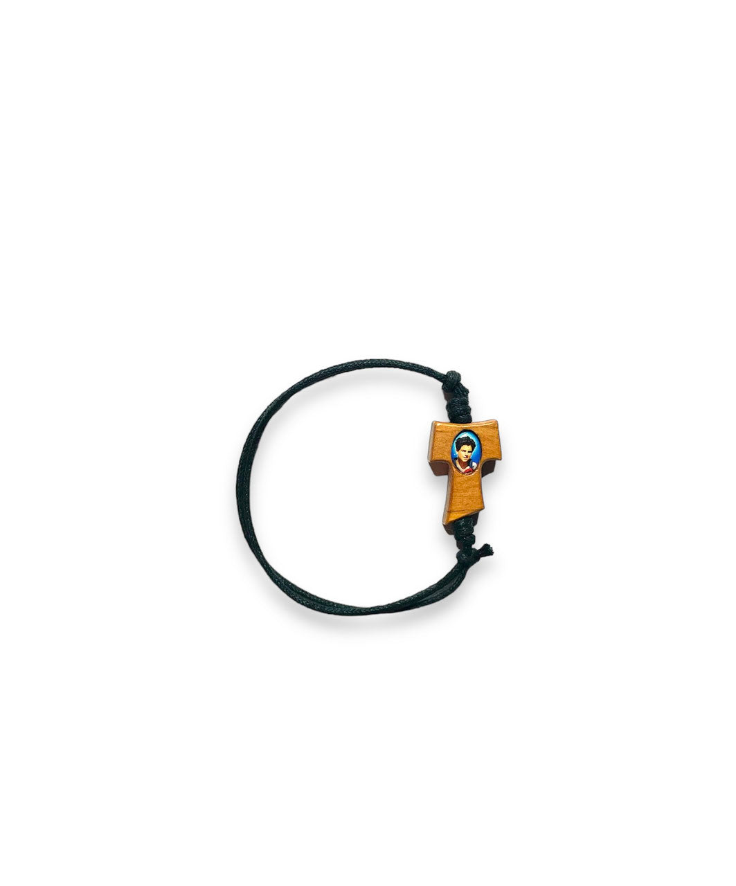 BRACCIALE con CORDONICINO COLORATO REGOLABILE con TAU e IMMAGINE ACUTIS