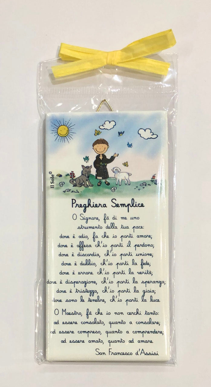 Piastrella in ceramica rettangolare da parete "Preghiera Semplice"