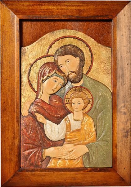 ICONA SACRA FAMIGLIA BIZANTINA CON CORNICE