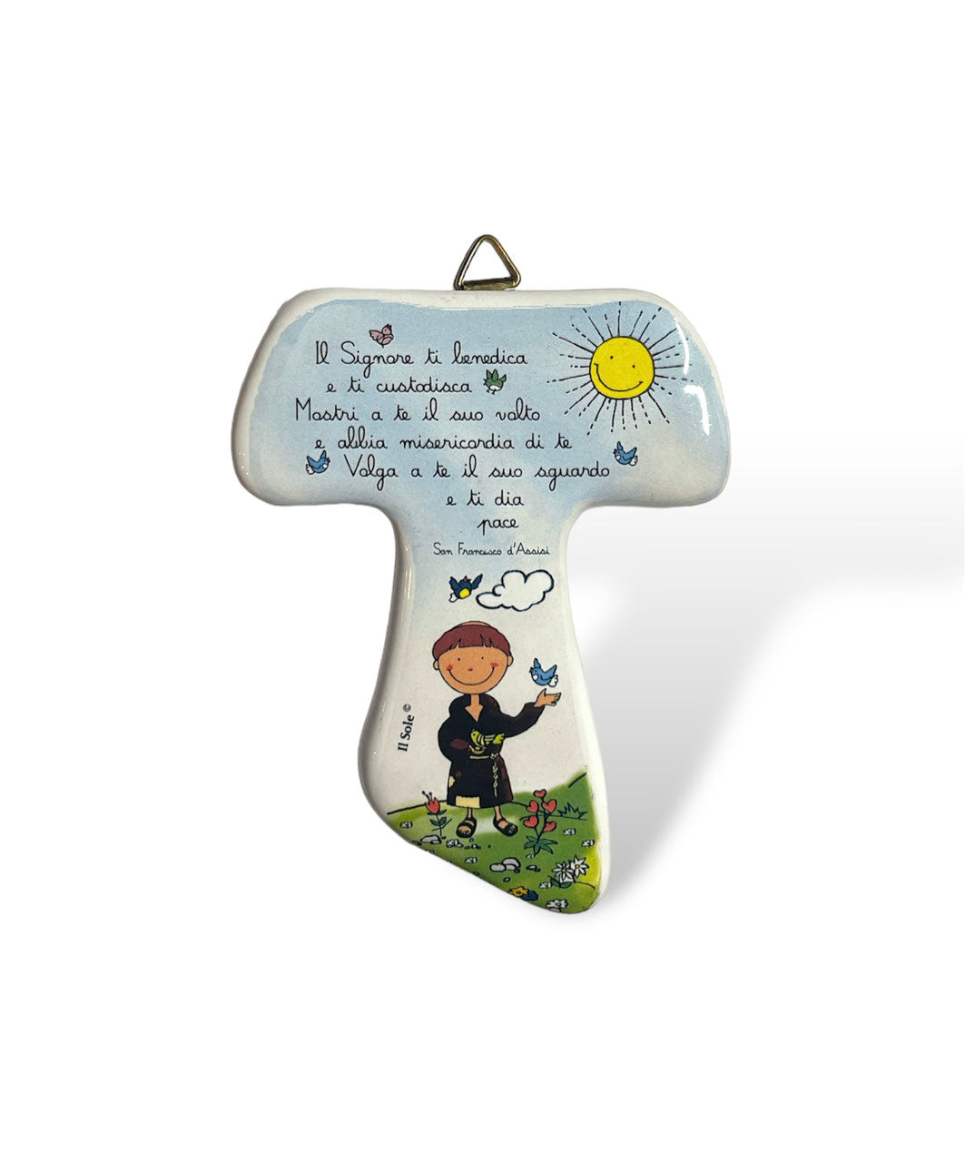 Tau in ceramica San Francesco mod. "BENEDIZIONE" 10 cm