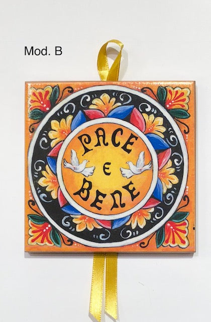 Piastrella in ceramica da parete PACE e BENE decorate 10 X 10