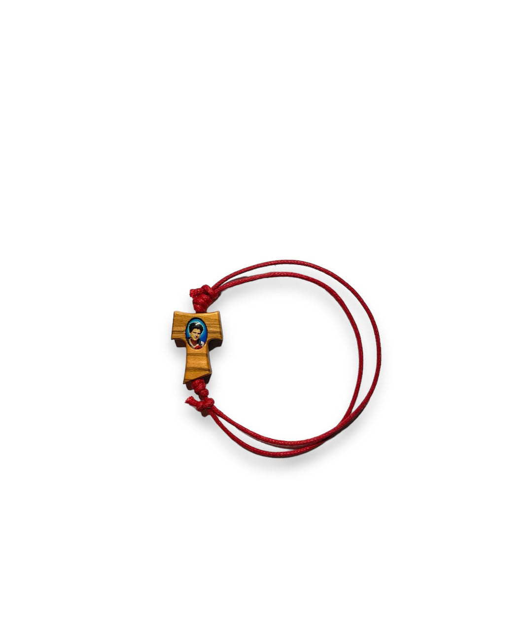 BRACCIALE con CORDONICINO COLORATO REGOLABILE con TAU e IMMAGINE ACUTIS