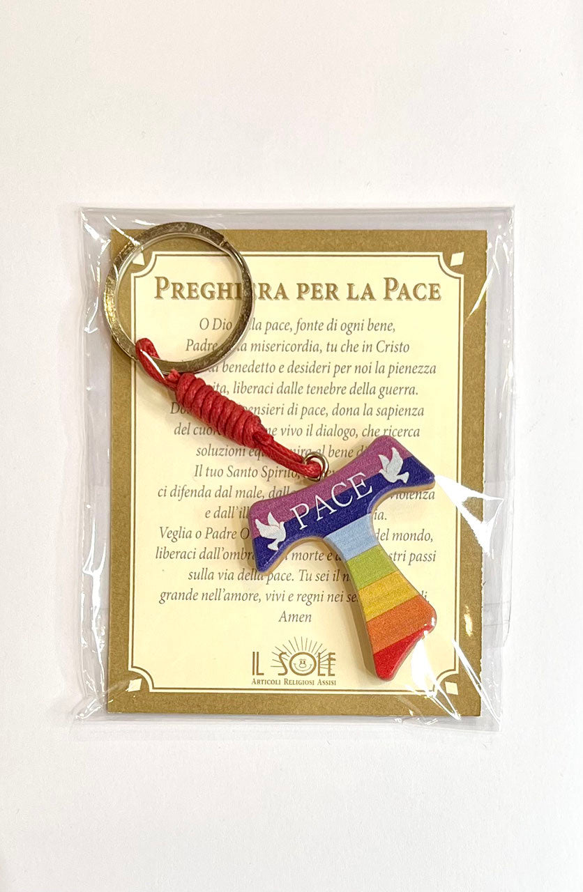 PORTACHIAVI TAU DELLA PACE e PREGHIERA in ITALIANO e in INGLESE