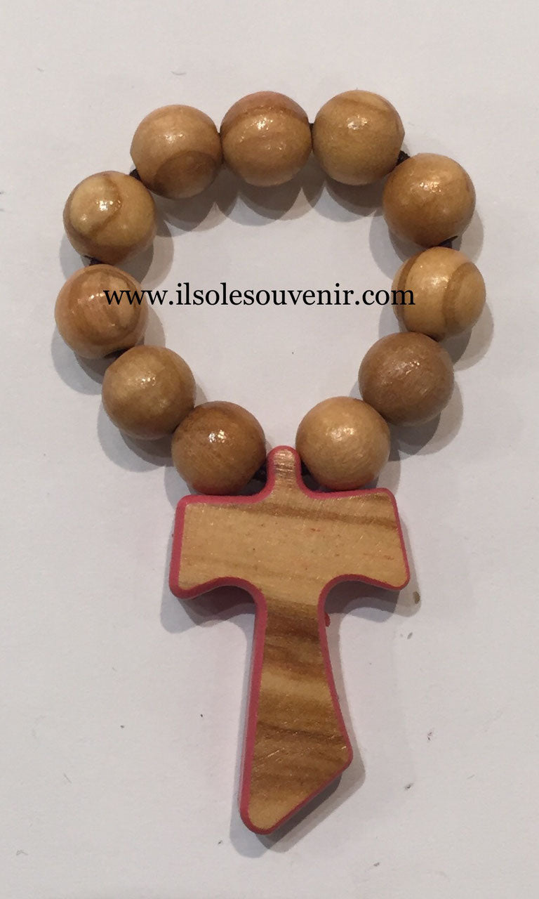 DECINA con GRANI IN LEGNO D'ULIVO E TAU con BORDO COLORATO