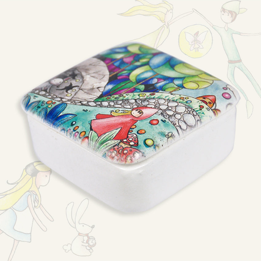 SCATOLA CERAMICA SOLIDALI FIABE  7,5 X 7,5 cm