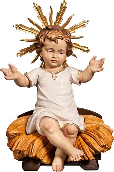 GESU' BAMBINO VESTITO SEDUTO SU CULLA