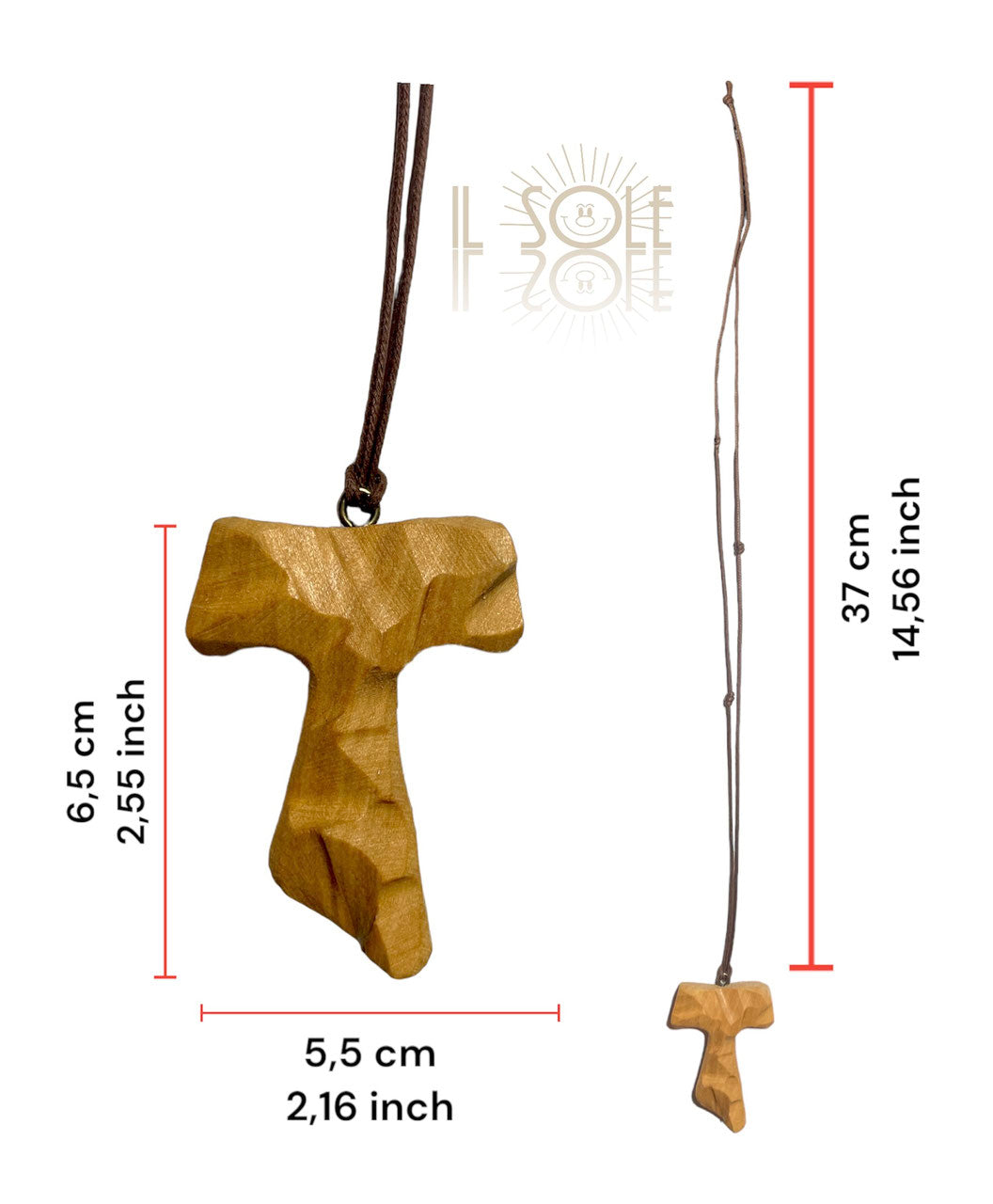 TAU INTAGLIATO IN LEGNO D'ULIVO da collo
