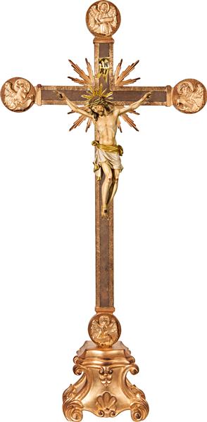 CROCEFISSO SU PIEDISTALLO CON 4 EVANGELISTI