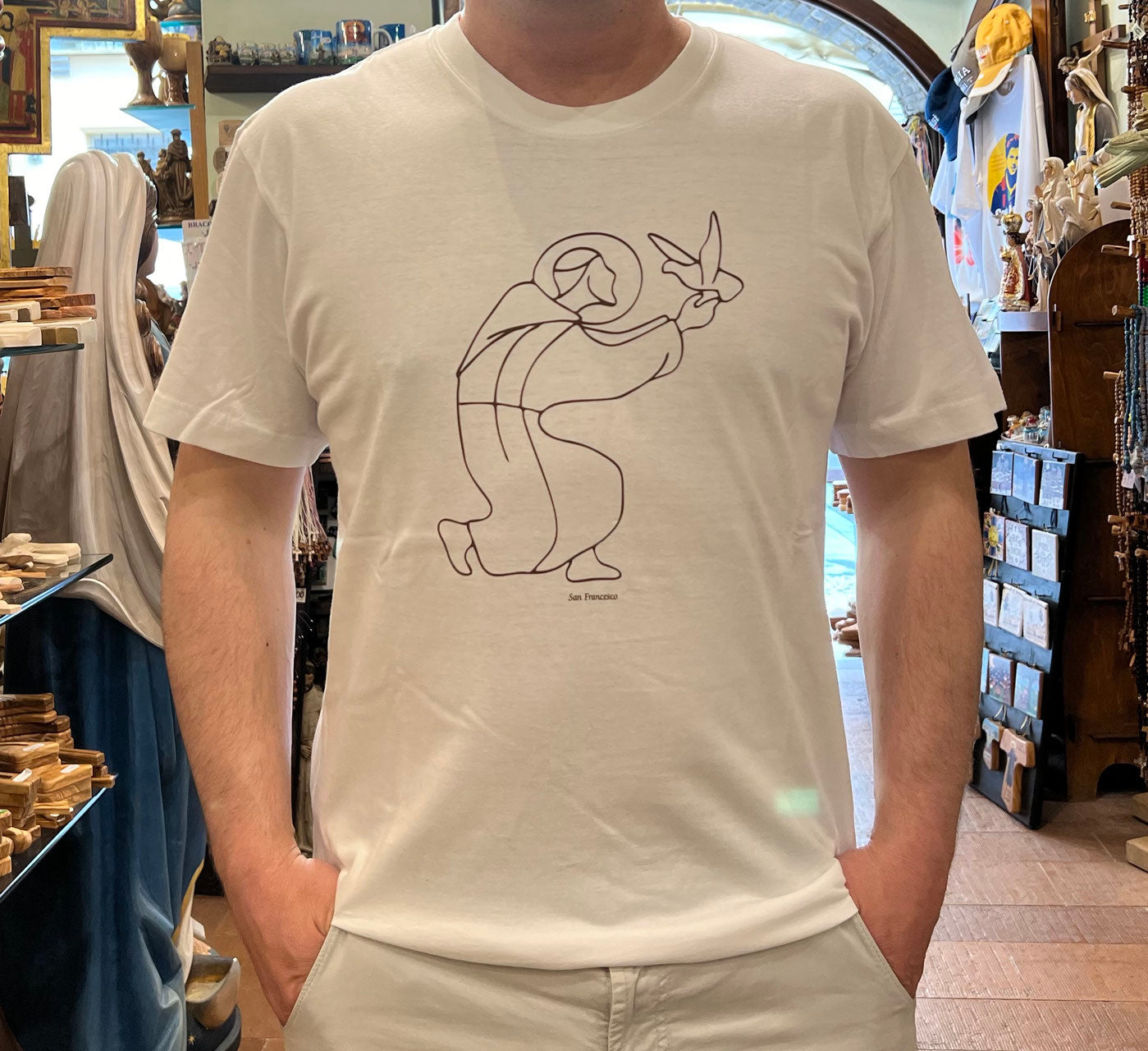T-SHIRT con immagine di SAN FRANCESCO stilizzata