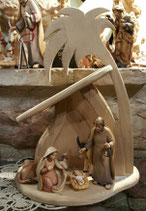 PRESEPE IN LEGNO SCOLPITO COLORATO 16 cm   (mod. 1)