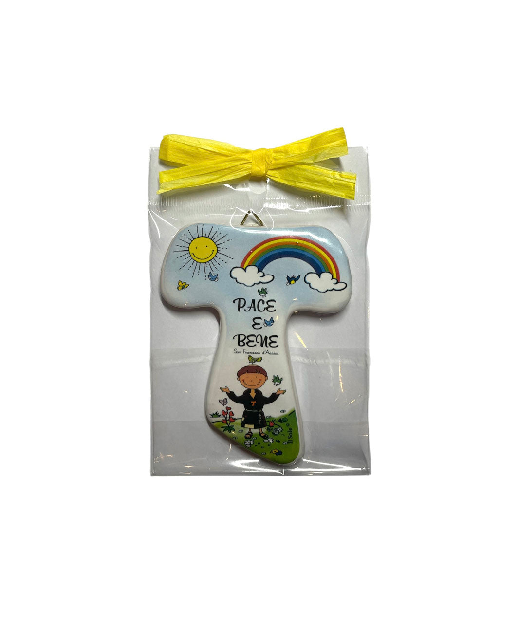 Tau in ceramica San Francesco mod.  "PACE e BENE"