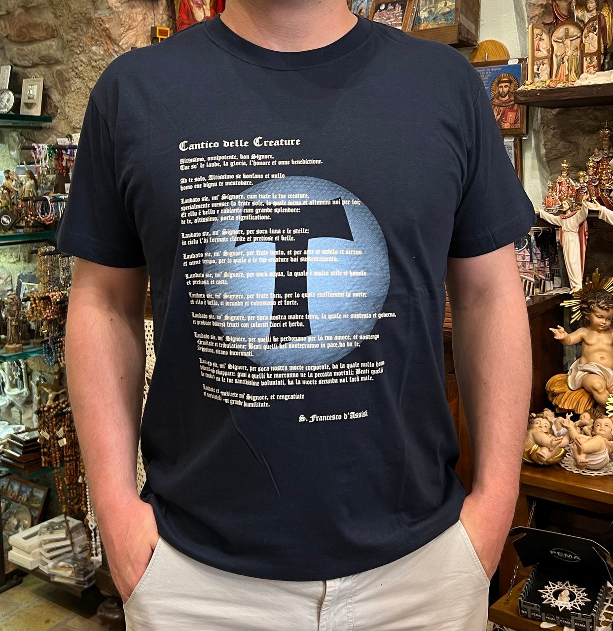 T-SHIRT con Stampato CANTICO delle CREATURE e TAU